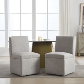 COOLMORE 360 Degree Swivel Upholstered Dining Chairs Set of 2 Swivel Dining Room Chairs Kitchen Chairs Casters & Storage Comfy Modern Rolling Cha