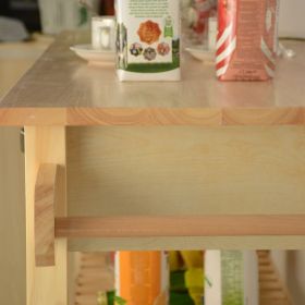 Kitchen Island & Kitchen Cart, Mobile Kitchen Island with Two Lockable Wheels, Rubber Wood Top