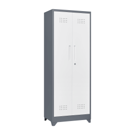 Metal Storage Cabinets, Cleaning Tool Cabinet with Locking Door, Tall Broom Tool Organizer and Storage, Large Storage Cabinet for Kitchen, Pantry