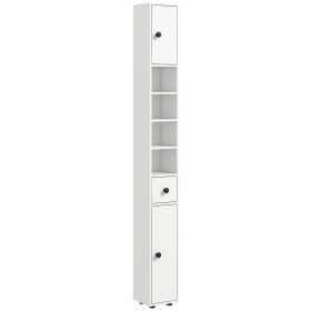 Kleankin 71" Tall Bathroom Storage Cabinet, Narrow Toilet Paper Cabinet with Open Shelves, 2 Door Cabinets, Adjustable Shelves for Kitchen, Hallw