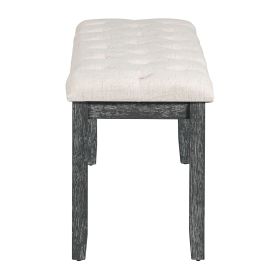 TREXM 6-Piece Retro Rectangular Dining Table Set, Table with Unique Legs and 4 Upholstered Chairs & 1 Bench for Dining Room and Kitchen (Gray Was