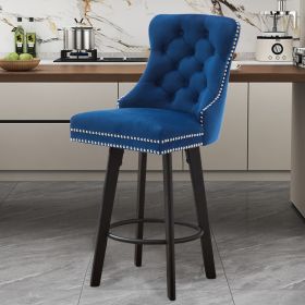 Modern Swivel Bar Stools Velvet Barstools Button Tufted Bar Stools Rivet Trim Bar Stools for Kitchen Island,Bistro (Color: as Pic)