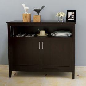 Kitchen storage sideboard and buffet server cabinet-White (Color: brown)